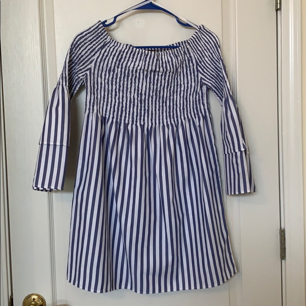 Off The Shoulder Striped Dress